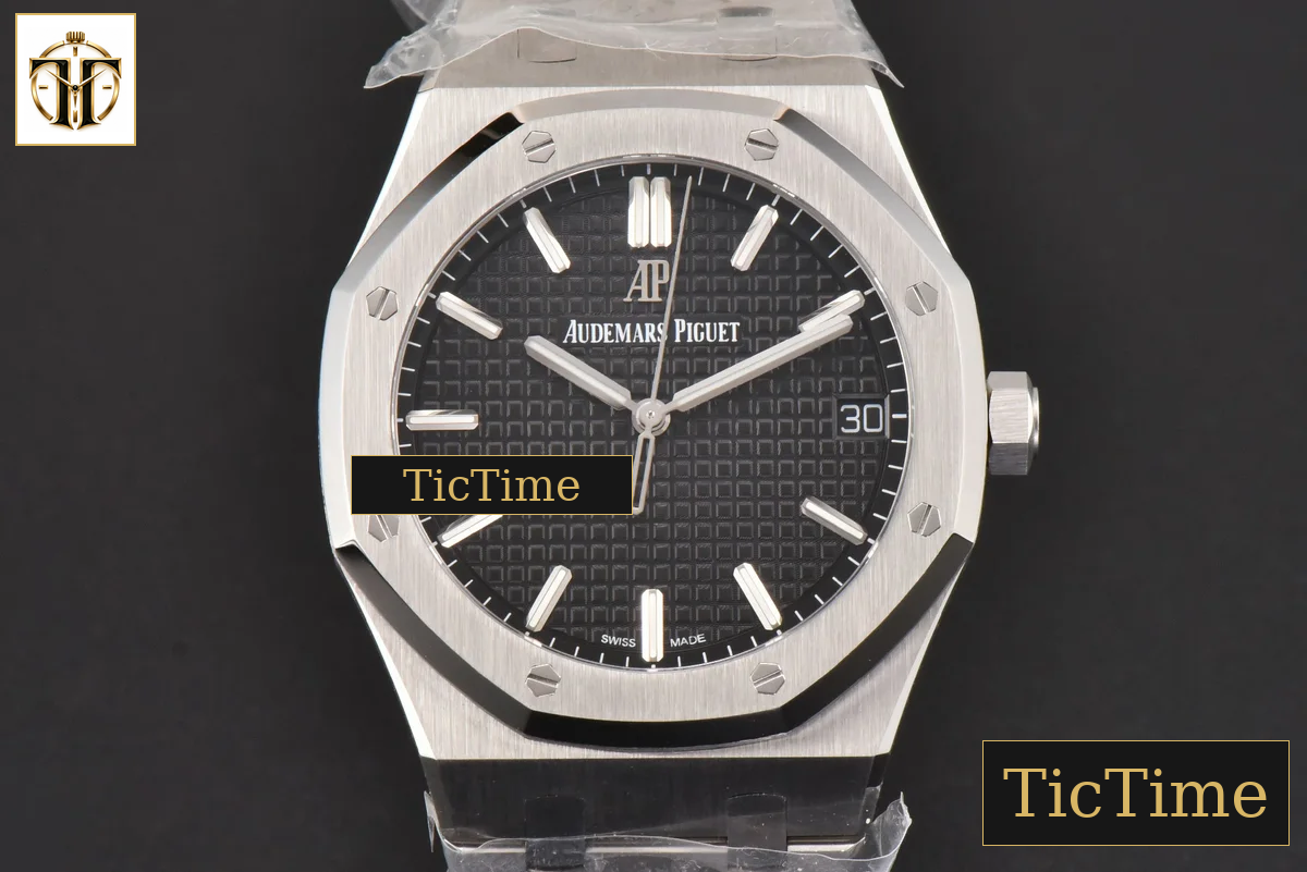 Royal Oak 15500 41mm ZF Black Textured Dial SS Bracelet (V2 free sprung ) A4302 — foto 2