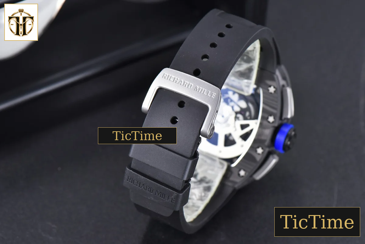 NTPT Chrono RM011 KVF Skeleton Dial Blue Crown Black Rubber Strap V2 A7750 — foto 15