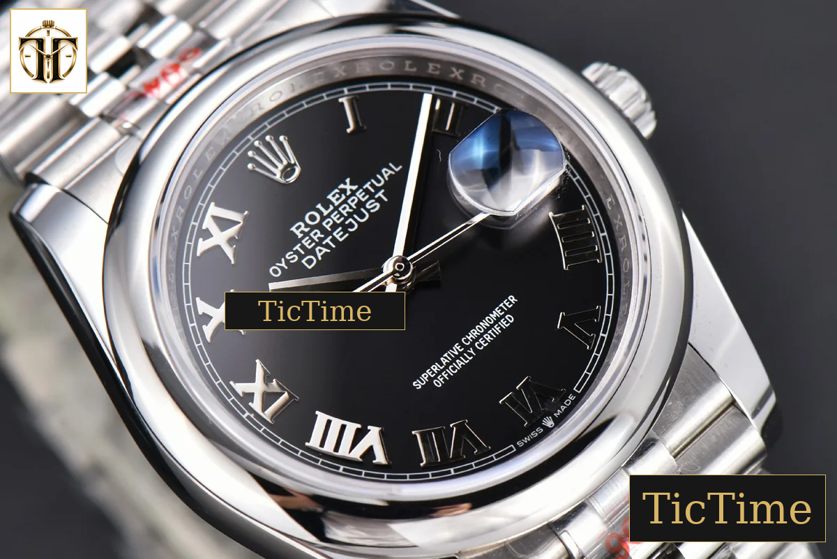 DateJust 36mm GMF SS Smooth Bezel Black Dial Roma Marker Jubilee Bracelet VR3235 — foto 10