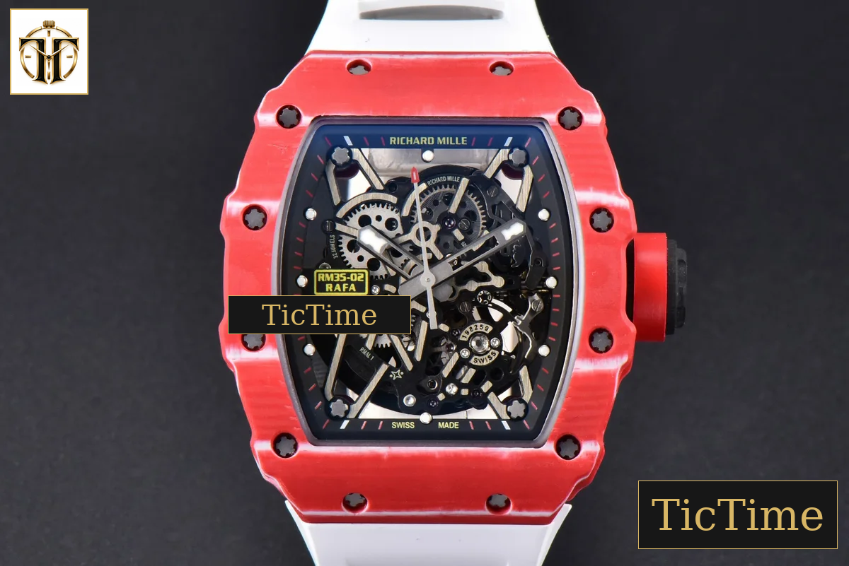 RM035-02 42mmx50mm ZF Red Carbon Dial white Rubber Strap V5 NH05A — foto 29