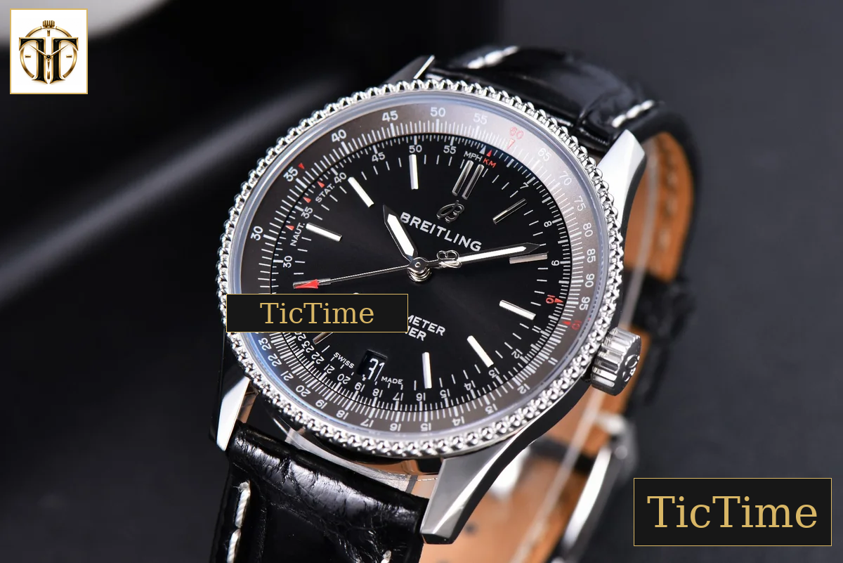 Navitimer 38mm TF SS Black Dial Gray Bezel Black Leather Strap A2824 — foto 4
