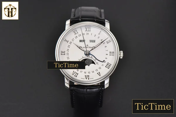 Foto frontal — Villeret Complicated Function 6654 40mm OMF White Dial Black Leather Strap V3 A6654