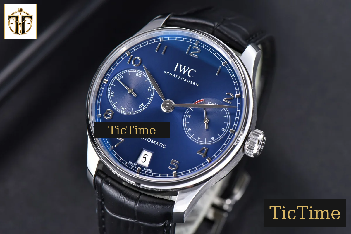 Portuguese PR IW500710 42mm ZF Blue Dial Black Leather Strap A51011 — foto 4