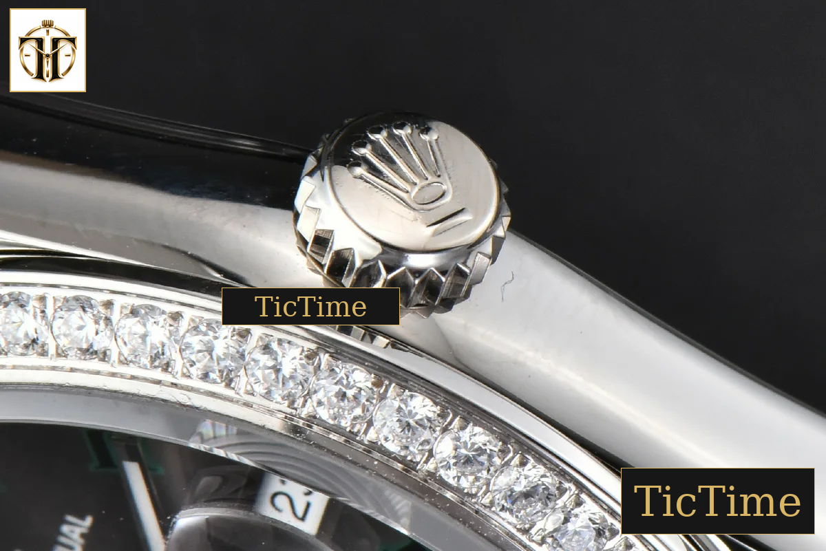DateJust 36mm BPF Diamond Wimbledon Gray Dial Green Roma Marker Oyster Bracelet A2824 — foto 17