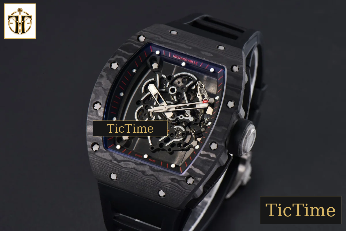 NTPT RM055 43mm ZF Black Bezel Black Crown Black Rubber Strap V6 RMUL2 — foto 5