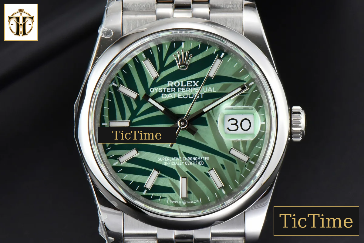 DateJust Smooth Bezel 36mm BPF Green Plam Dial Jubilee Bracelet A2824 — foto 2