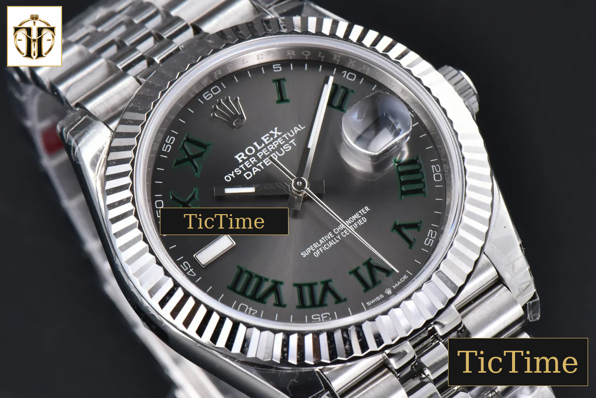 DateJust 904L Wimbledon 41mm VSF Gray Dial Green Marker Jubilee VS3235 — foto 10
