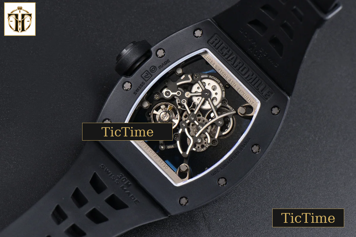 RM055 42.7mm ZF Ceramic Black Bezel White Skeleton Dial Black Crown Black Rubber Strap RMUL2 — foto 17