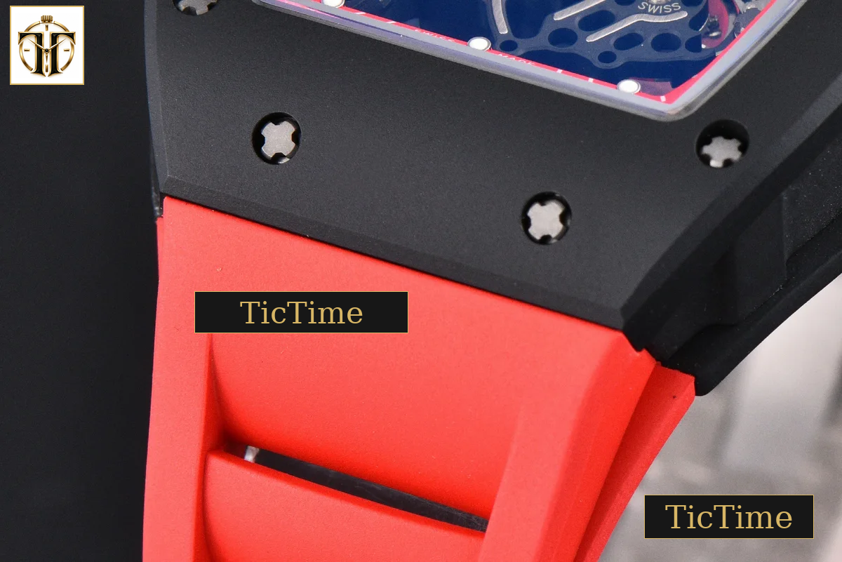 RM055 42.7mm APSF Ceramic Black Bezel Red Skeleton Dial Black Crown Red Rubber Strap RMUL2 — foto 12