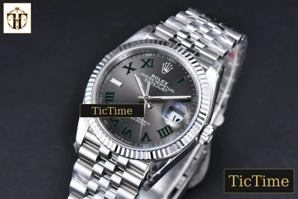 DateJust Wimbledon 126234 36mm VSF Gray Dial Green Marker Jubilee Bracelet VS3235 — foto 4