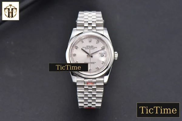 Foto frontal — DateJust 36mm GMF SS Smooth Bezel Silver Dial Diamond Marker Jubilee Bracelet VR3235