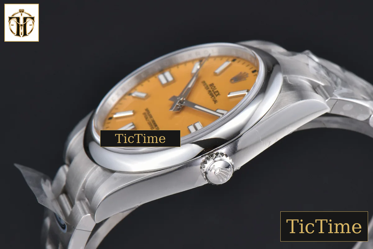 Oyster Perpetual 904L 124300 41mm Clean Factory Yellow Dial SS Bracelet VR3230 — foto 11