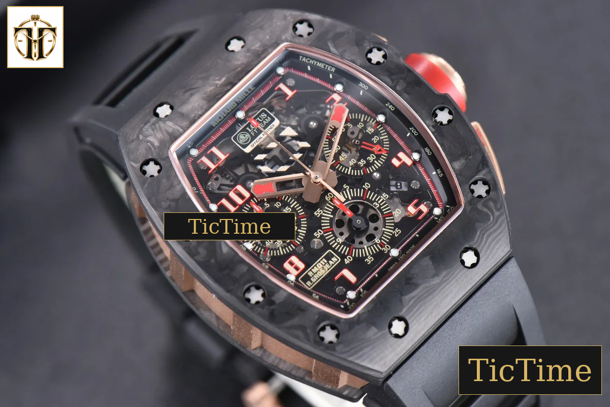NTPT Chrono RM011 KVF Skeleton Dial Red Crown Black Rubber Strap V2 A7750 — foto 13