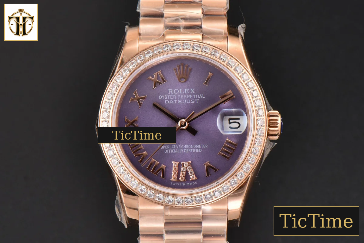 DateJust Ladies 904L 31mm WF RG Diamond Purple Dial Diamond Roma Marker Oyster Bracelet A2671 — foto 2