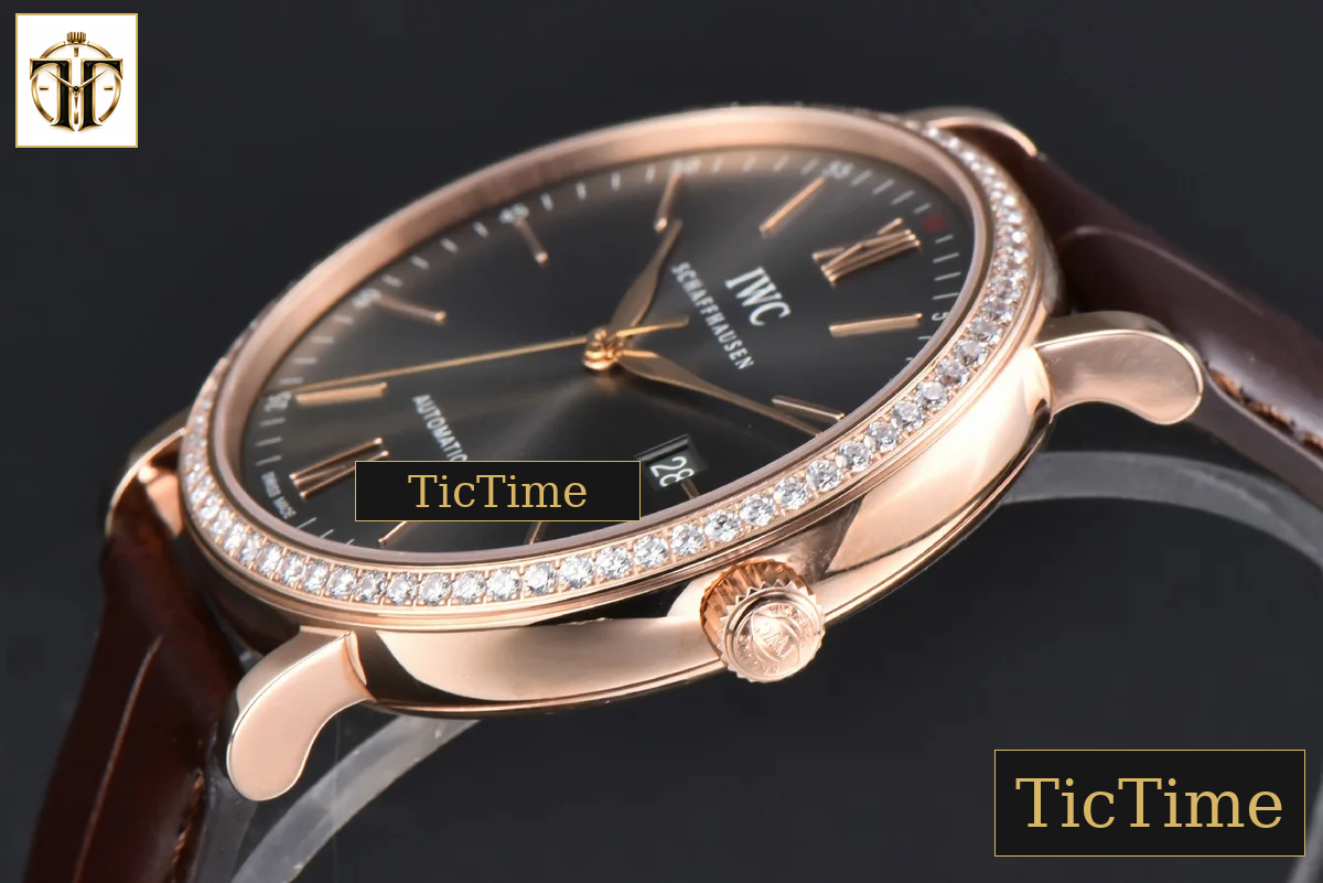 Portofino 40mm V7F RG Diamond Gray Dial RG Marker Brown Leather Strap A2892 — foto 11