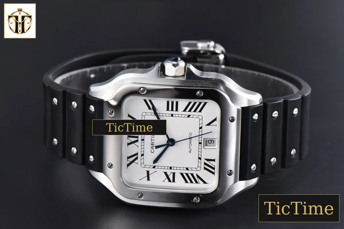 Santos de Cartier Large 40mm AF SS White Dial Black Rubber Strap Miyota 9015 — foto 11