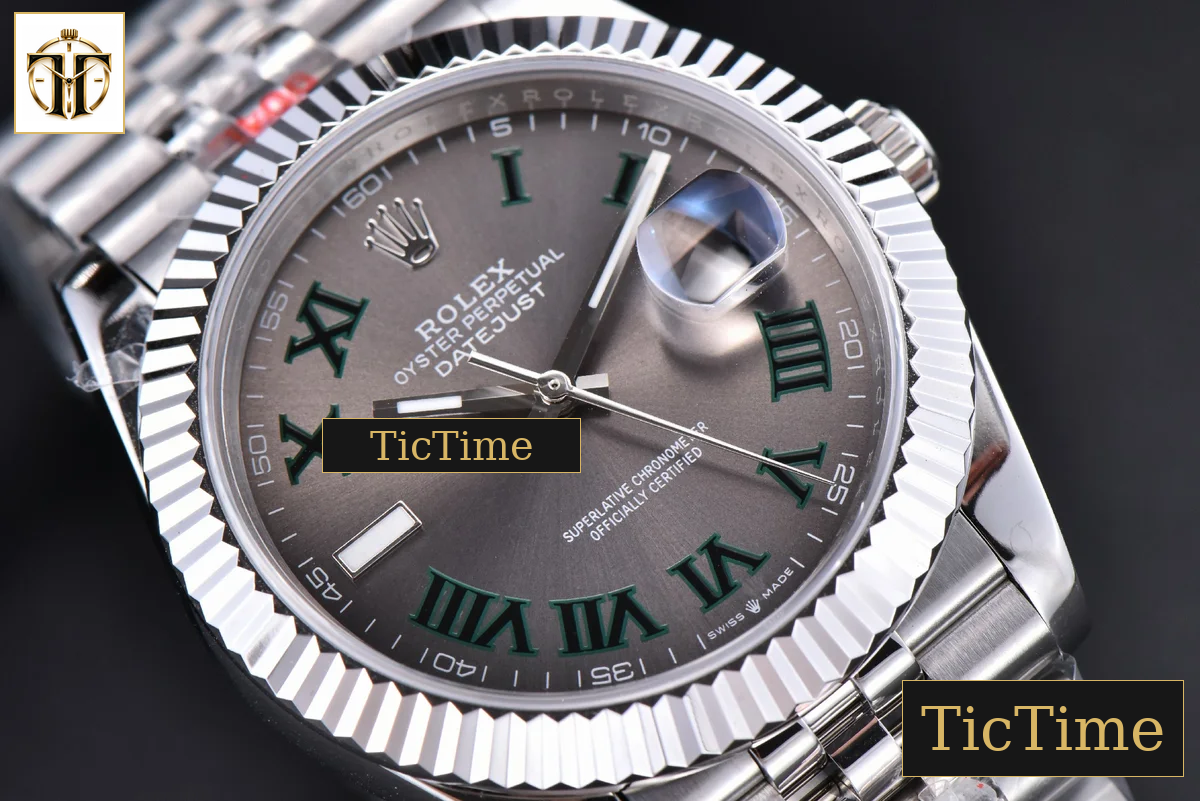 Datejust 41mm GMF SS Wimbledon Gray Dial Green Marker Fluted Bezel Jubille Bracelet VR3235 — foto 11