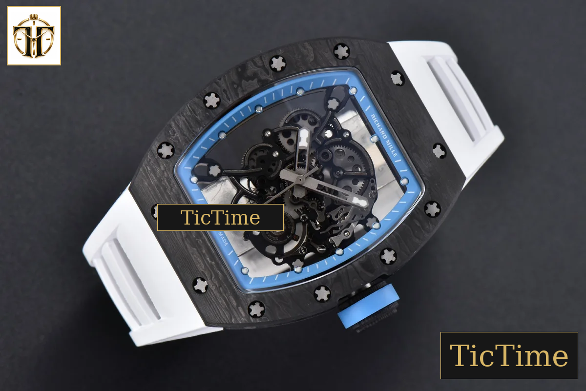 NTPT RM055 42mm RMF Blue Skeleton Dial White Rubber Strap RMUL2 — foto 14