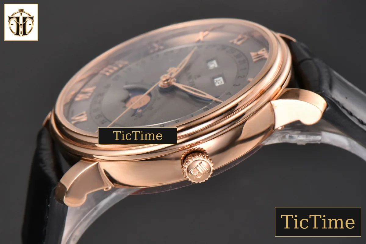 Villeret Complicated Function 6654 40mm OMF RG Silver Dial Black Leather Strap V3 A6654 — foto 10
