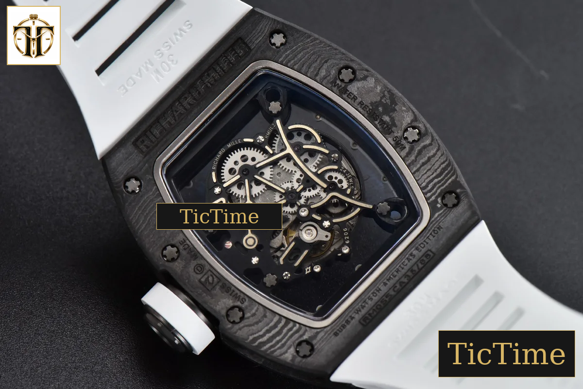 Bubba Watson RM055 42.7mm ZF Black NTPT White Skeleton Dial White Rubber Strap V6 NH05 — foto 23