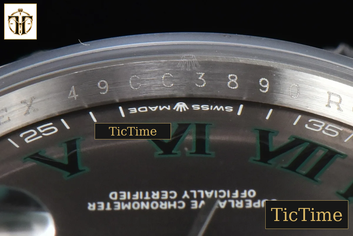 DateJust 36mm BPF Diamond Wimbledon Gray Dial Green Roma Marker Oyster Bracelet A2824 — foto 14