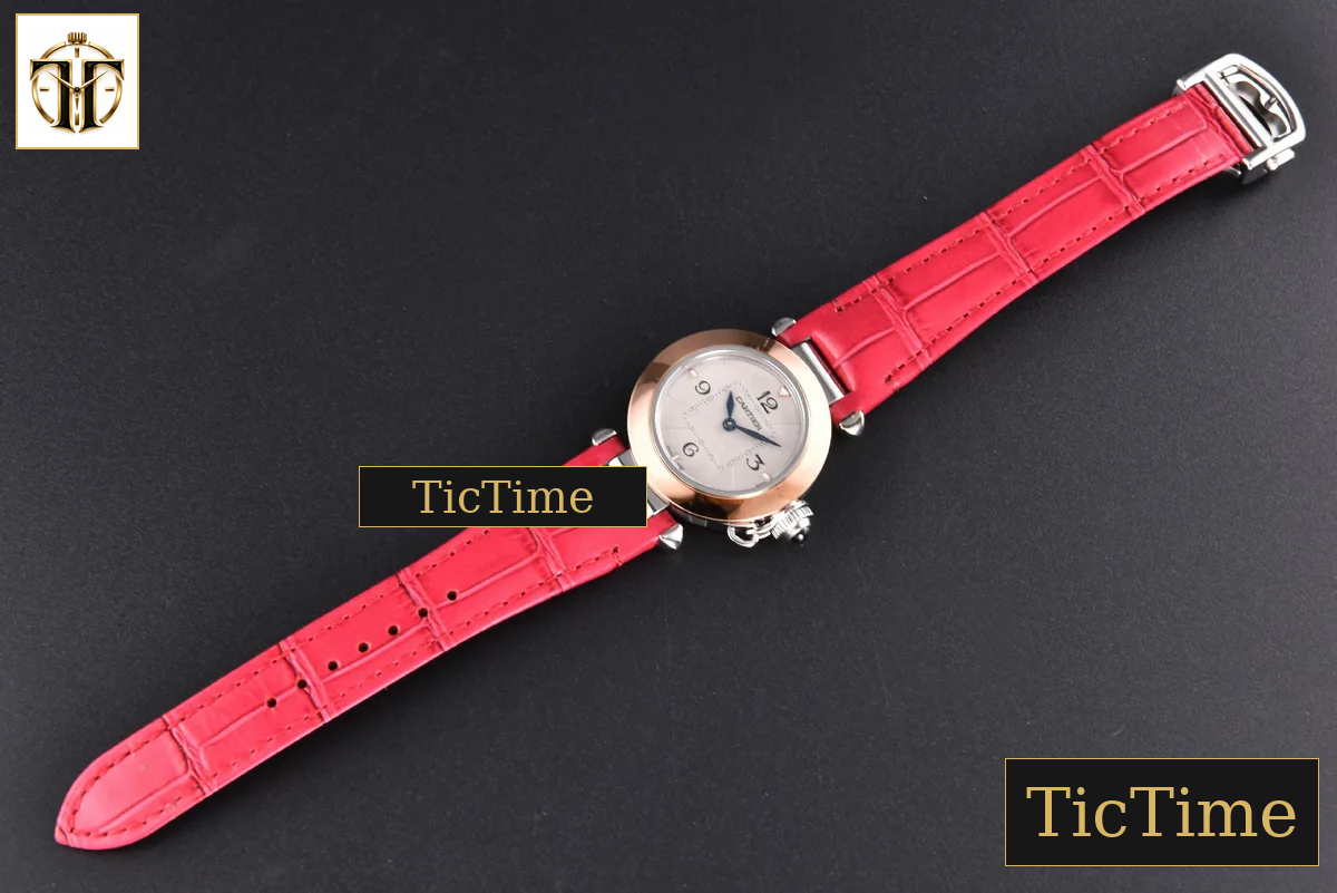 Pasha Ladies 30mm AF RG White Dial Rose Red Leather Strap Jap Quartz — foto 30