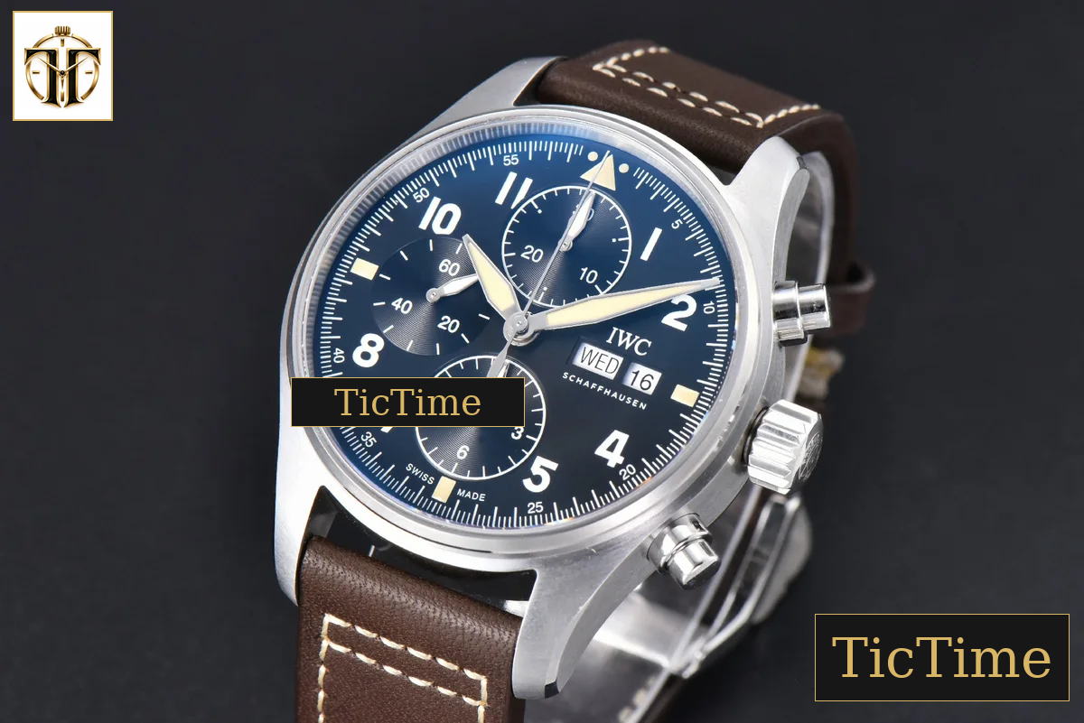 Pilot Chrono IW387903 41mm ZF Black Dial Brown Leather Strap A7750 — foto 4