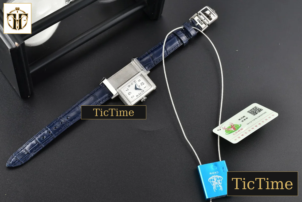 Reverso One 3288420 20mm IMF Diamond White Moissanite Blue Leather Strap (wth CZ stones ) Swiss Quartz — foto 23