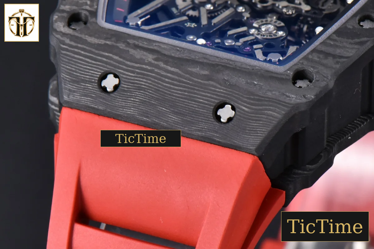 RM035-02 42mm T+F Black Forged Carbon Skeleton Dial Red Crown Red Rubber Strap RMUL2 — foto 10