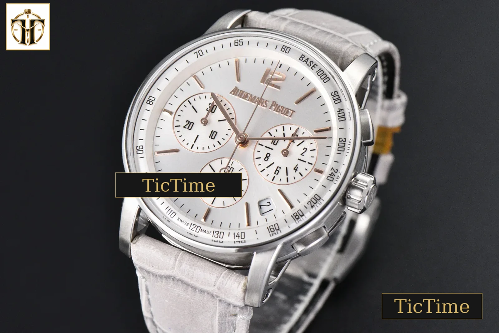 Code 11.59 Chrono 26393 41mm APSF Silver Dial Gold Hands Gray Leather Strap SA4401 — foto 4