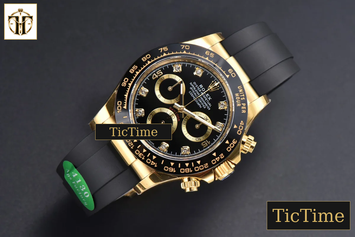 Daytona 116518 40mm APSF YG Black Dial Ceramic Bezel Diamond Marker Oysterflex Strap Tungsten Version SH4130 — foto 4