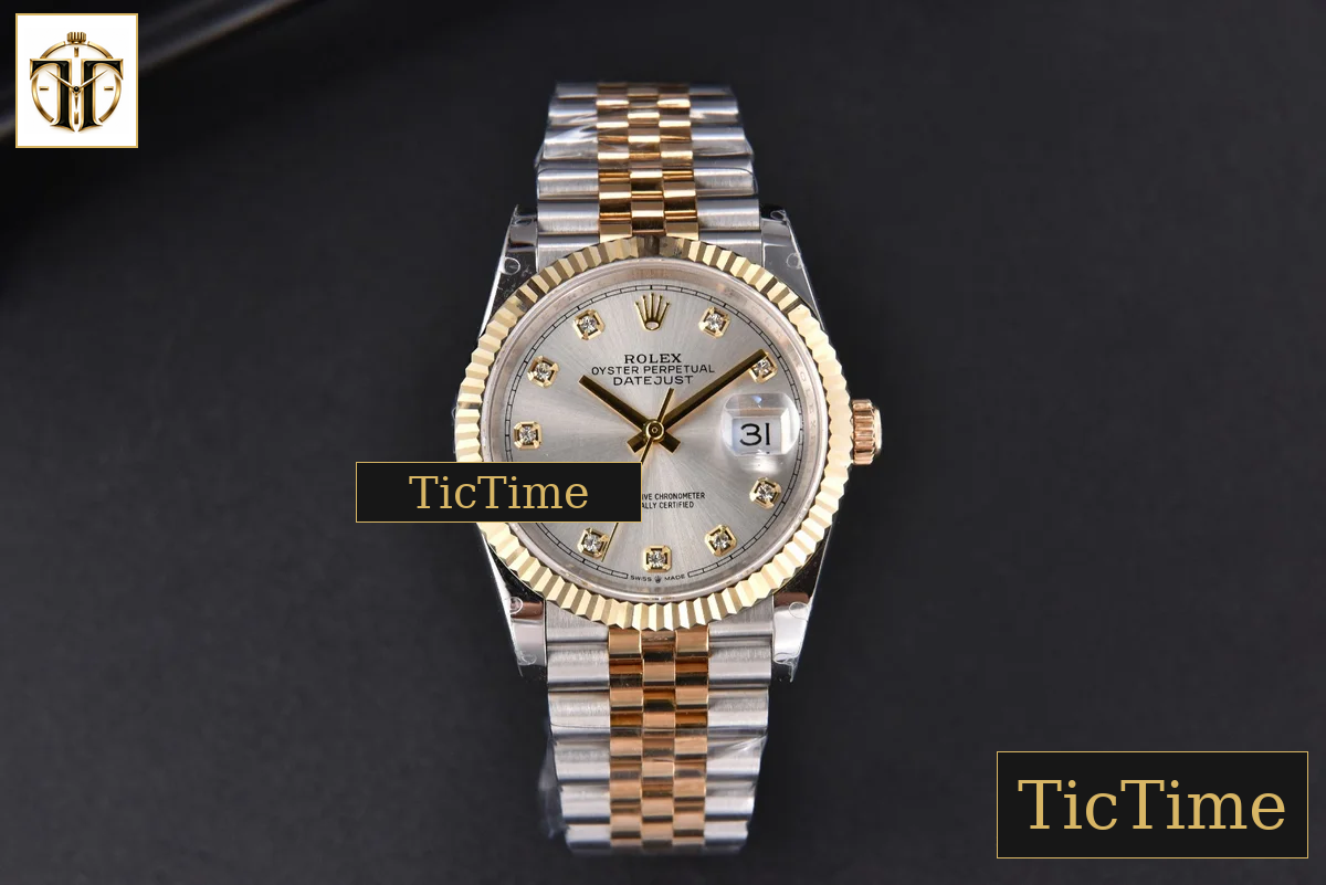 DateJust 904L 36mm GMF YG/SS Fluted Bezel Silver Dial Diamond Marker Jubilee Bracelet VR3235 — foto 2