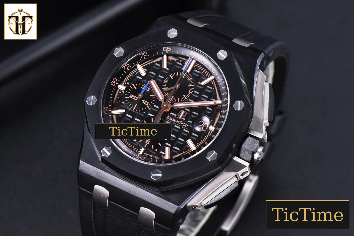 Royal Oak Offshore 26405CE 44mm JF RG Black Dial RG Marker Black Rubber Strap V2 A3126 — foto 3