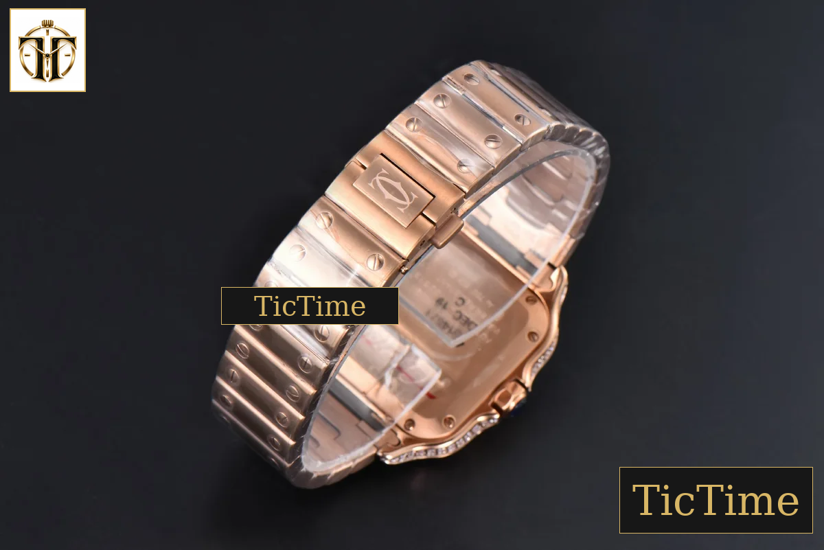 Santos de Cartier Medium 35mm BVF RG Diamond Bezel White Dial RG Bracelet Miyota 9039 — foto 34