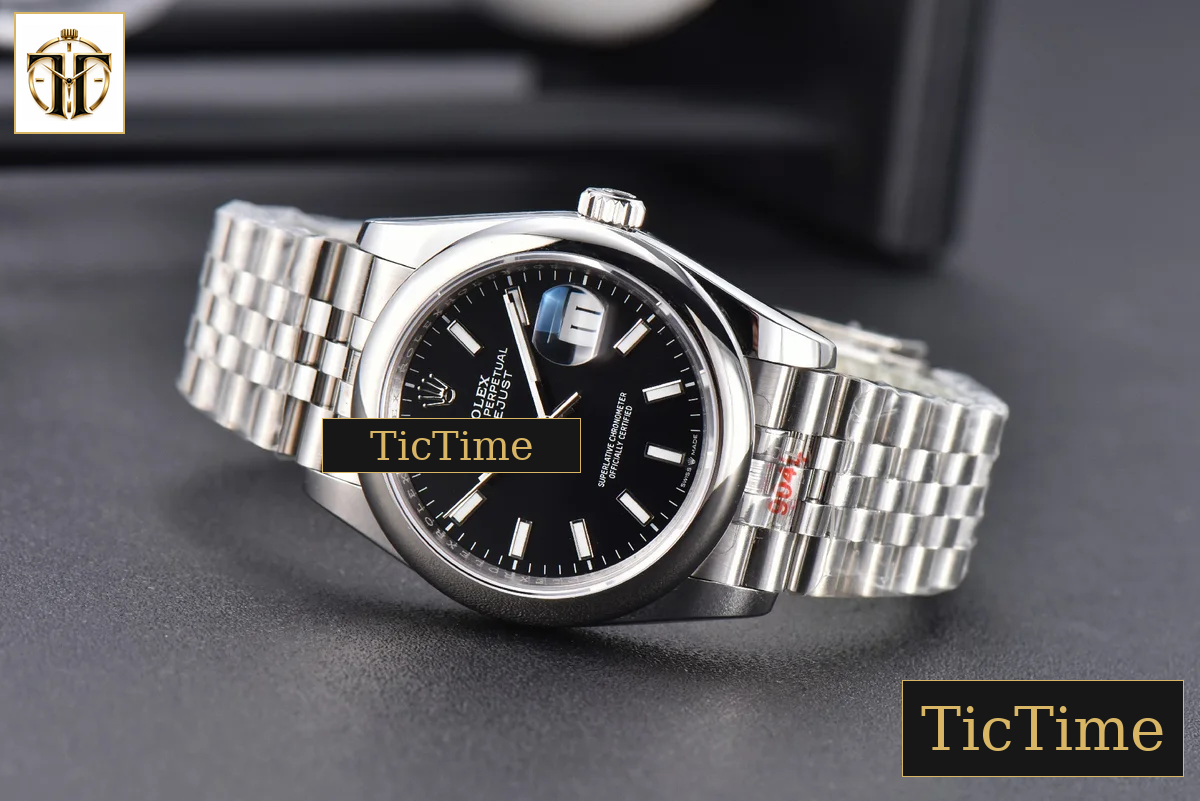 DateJust 36mm GMF SS Smooth Bezel Black Dial Stick Marker Jubilee Bracelet VR3235 — foto 16