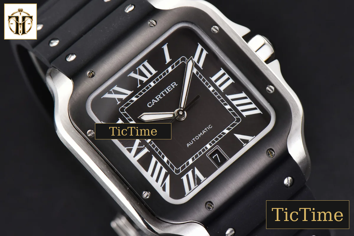 Santos Large 40mm GF Black Dial Black Rubber Strap Miyota 9015 — foto 11