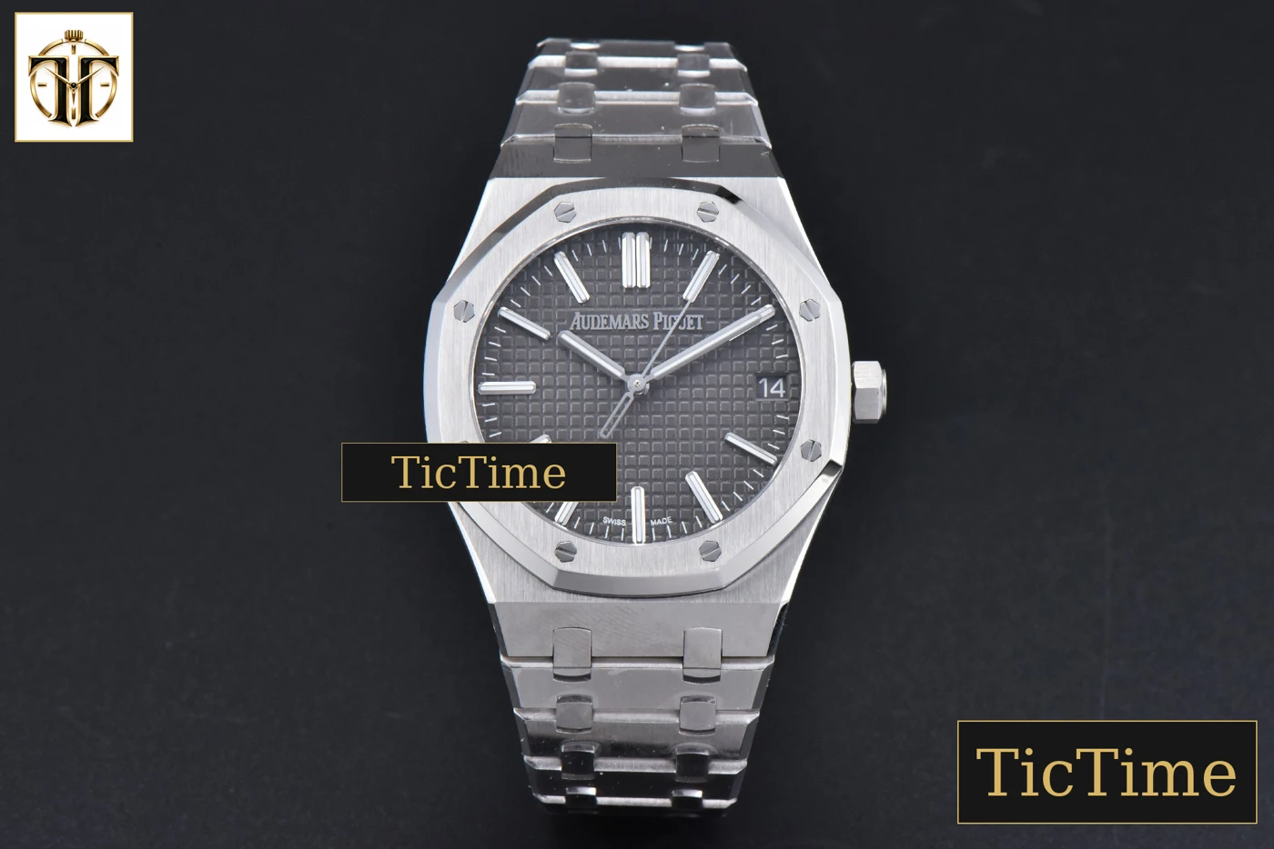 Vista frontal — Royal Oak “50th Anniversary” 15510 41mm APSF SS Gray Dial SS Bracelet V2 Free Sprung SA4302
