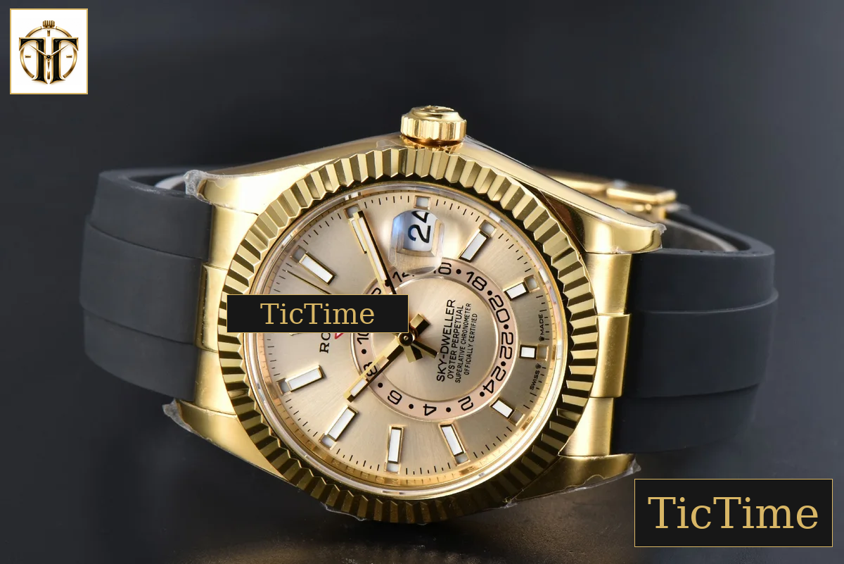 Sky-Dweller 336238 42mm ZF YG Case Gold Dial Rubber Oysterflex Strap (Tungsten) — foto 13