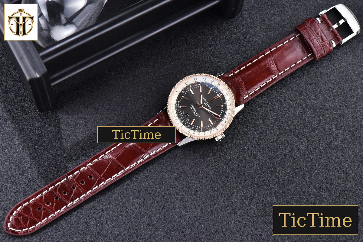 Navitimer 41mm TF RG Black Dial White Bezel Brown Leather Strap A2824 — foto 17