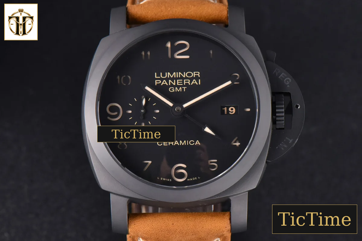 Luminor 1950 GMT PAM441 44mm VSF Ceramic 3 Days Black DIal Leather Strap P9001 — foto 2