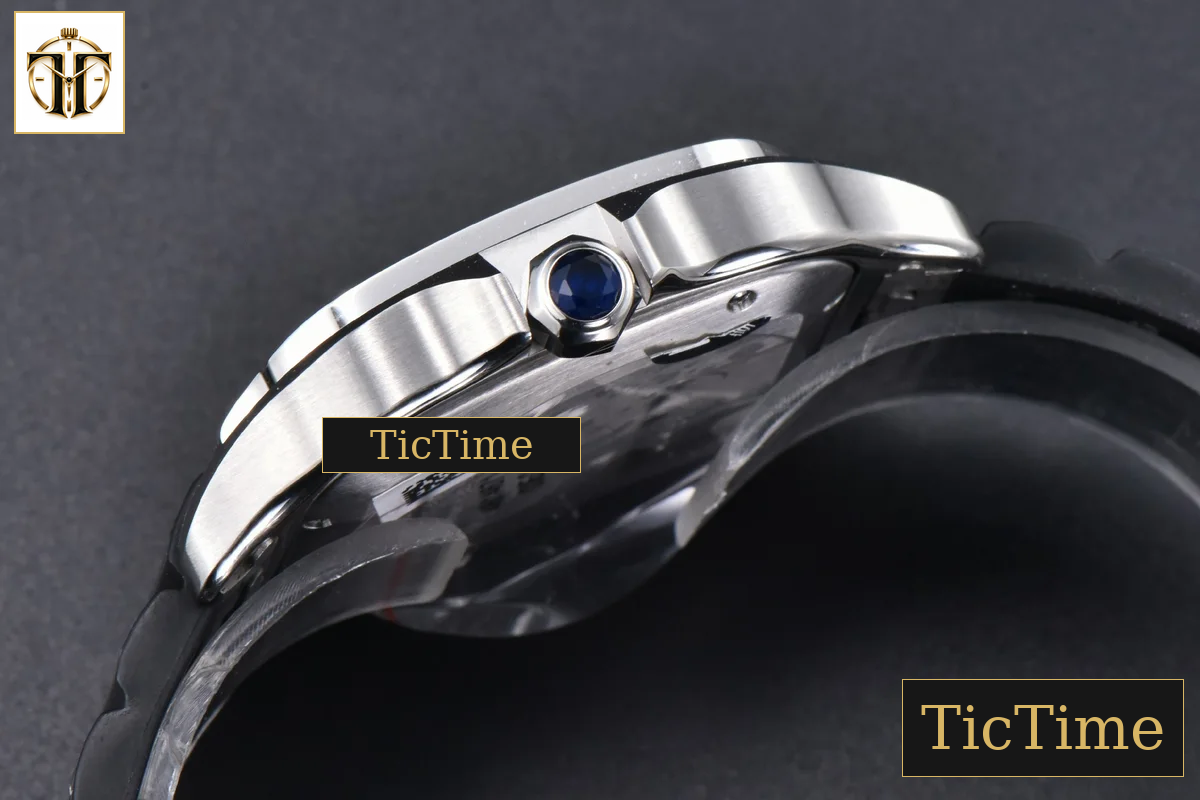 Santos de Cartier XL 40mm AF SS White Dial Diamond Bezel Black Rubber Strap Miyota 9015 — foto 12