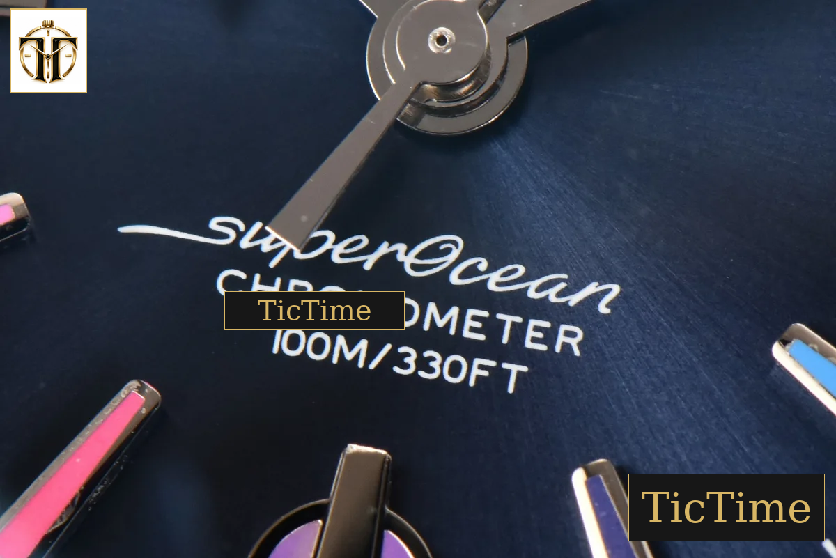 SuperOcean Heritage 42mm GF SS Blue Ceramic Blue Dial Rainbow Marker Mesh Bracelet A2824 — foto 8