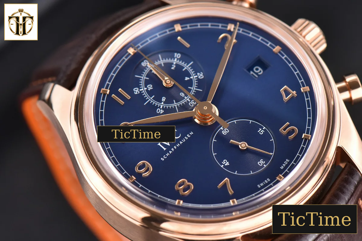 Portuguese Chrono IW390305 42mm ZF Blue Dial Brown Leather Strap A7750 — foto 9