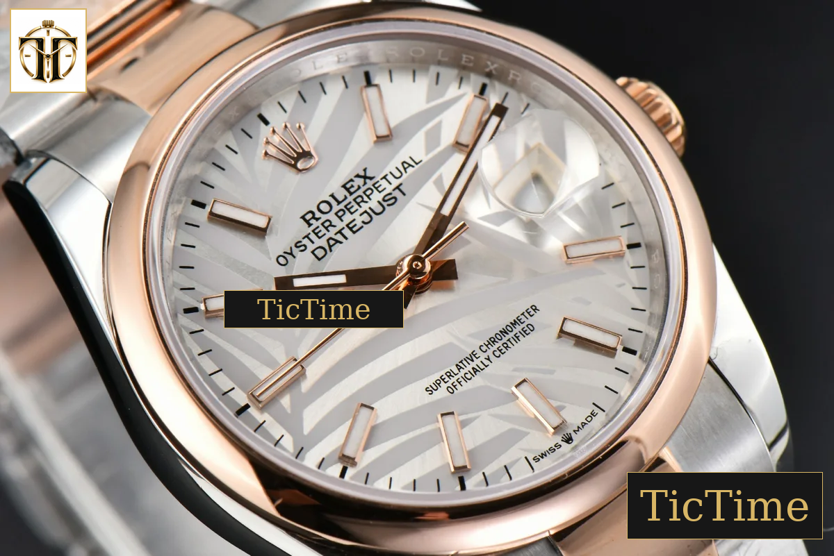 Datejust 36mm BPF RG/SS Smooth Bezel Silver Plam Dial Oyster Bracelet A2824 — foto 12