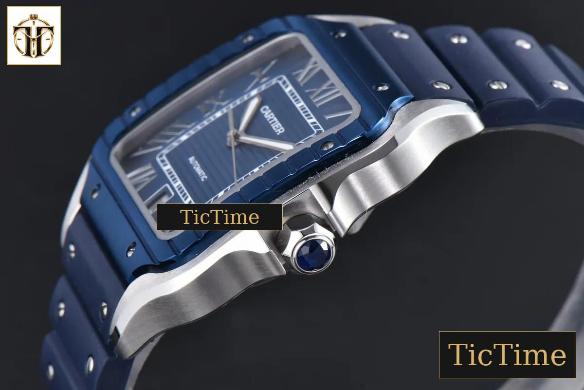 Santos de Cartier XL 40mm AF SS Blue Dial Blue Bezel Blue Rubber Strap Miyota 9015 — foto 9