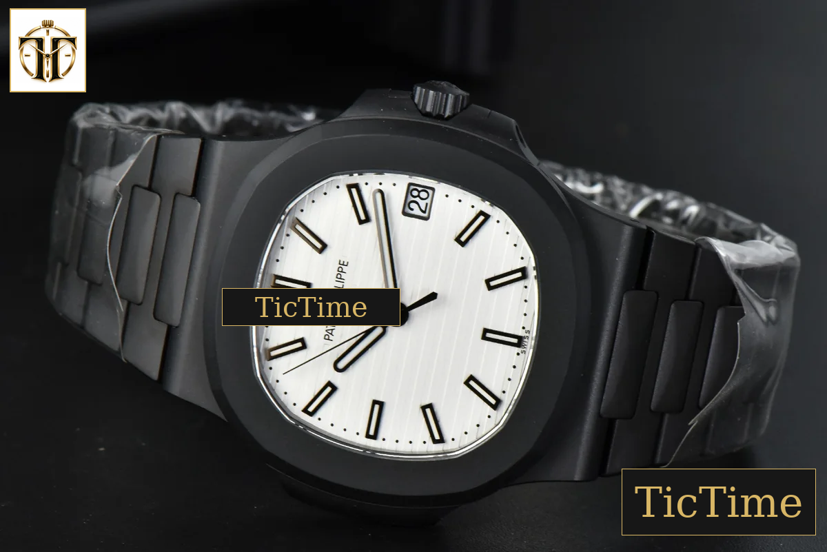 Nautilus 5711 PPF PVD All Black White Textured Dial PVD Bracelet 324CS V4 — foto 12