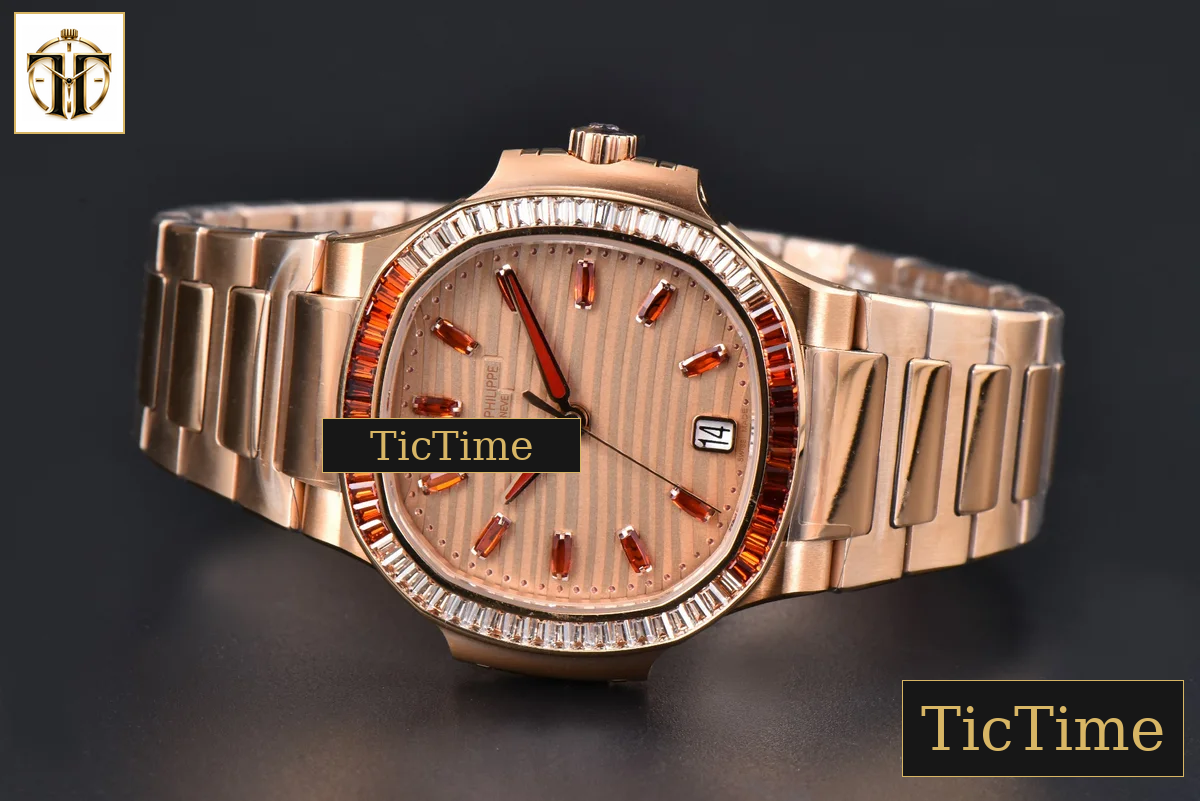 Nautilus Ladies 7118 35mm 3KF RG Rainbow Diamond RG Dial RG Bracelet 324CS — foto 12