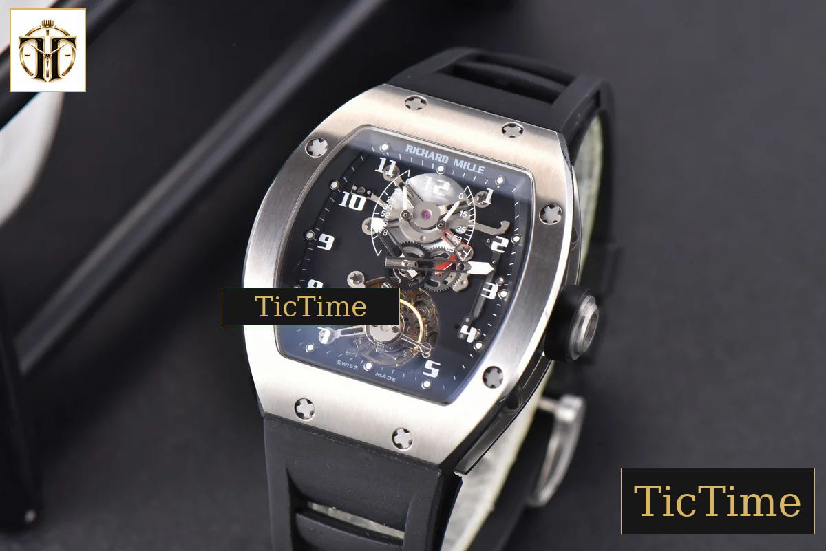 Tourbillon RM001 47mm JBF SS Black Skeleton Dial Black Rubber Strap — foto 4