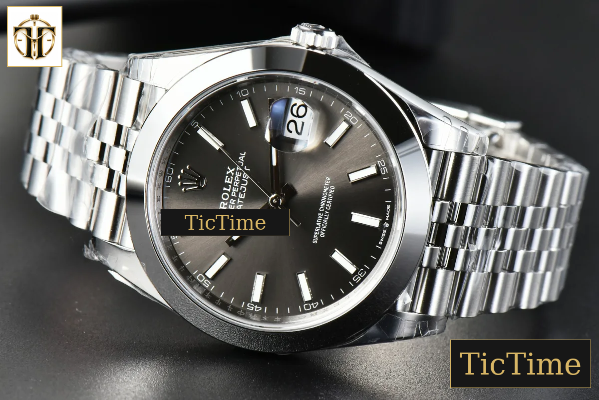 DateJust Smooth Bezel 126300 41mm VSF Gray Dial Jubilee Bracelet VS3235 — foto 16