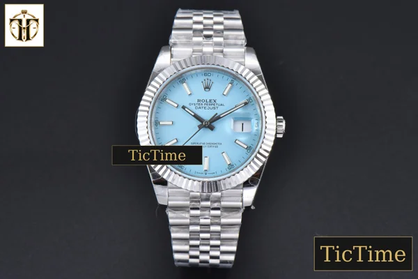 Foto frontal — DateJust Fluted Bezel 126334 41mm BPF Ice Blue Dial Jubilee Bracelet VR3235